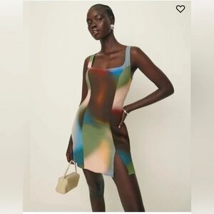 Reformation Noha Abstract Mini Dress With Slit